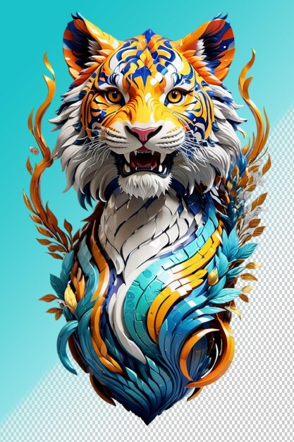 Ilustração psd 3d tigre isolado em fundo transparente