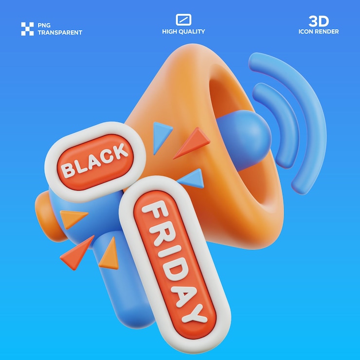 PSD ilustração psd black friday 3d
