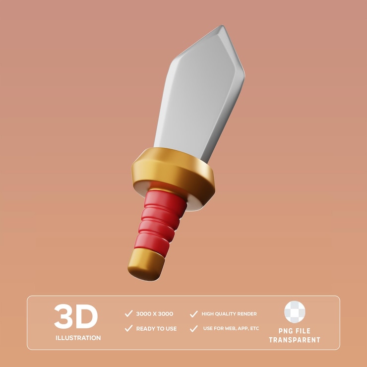 PSD ilustração psd dagger 3d
