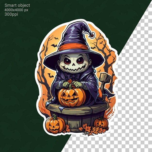 Ilustração psd do adesivo de halloween