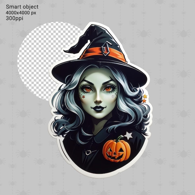 Ilustração PSD do adesivo de Halloween