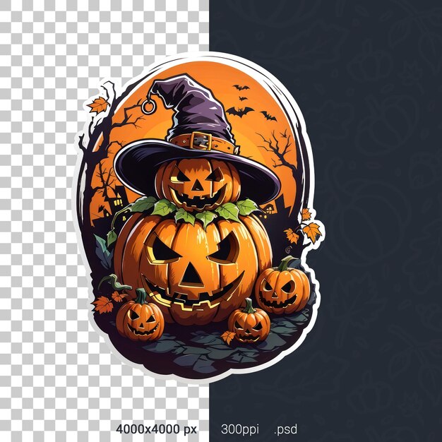 PSD ilustração psd do adesivo de halloween