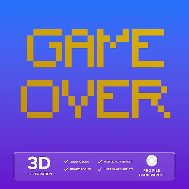 Ilustração PSD Game Over 3D