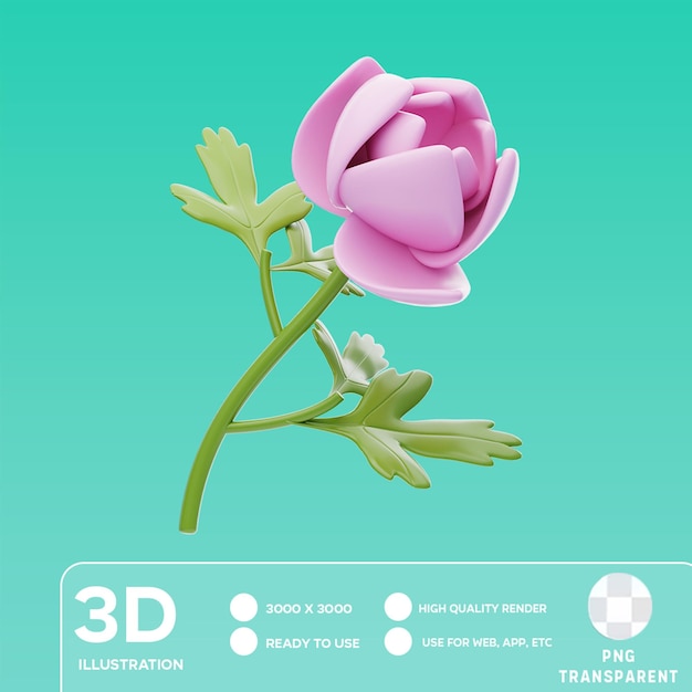 Ilustração psd peony 3d