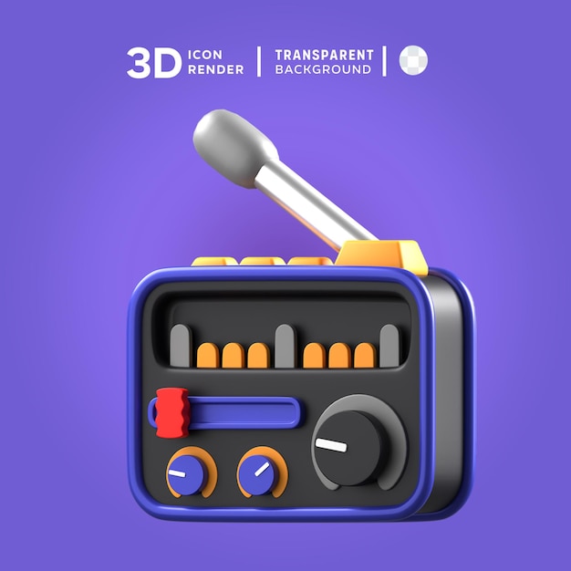 PSD ilustração psd radio 3d