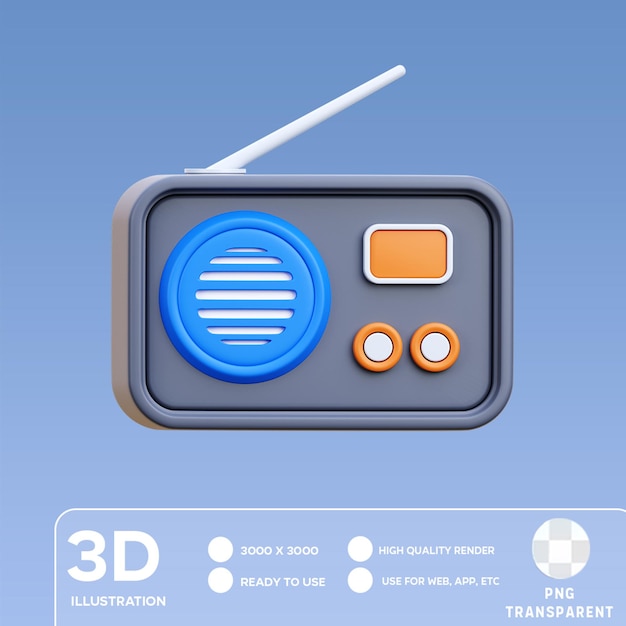 PSD ilustração psd radio 3d