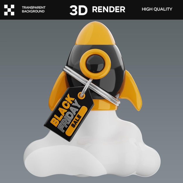Ilustração PSD Rocket 3D