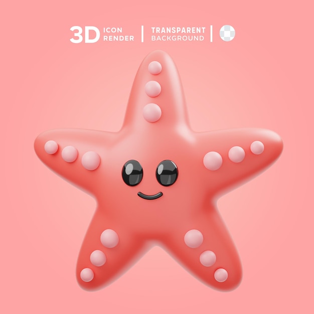 PSD ilustração psd star fish 3d