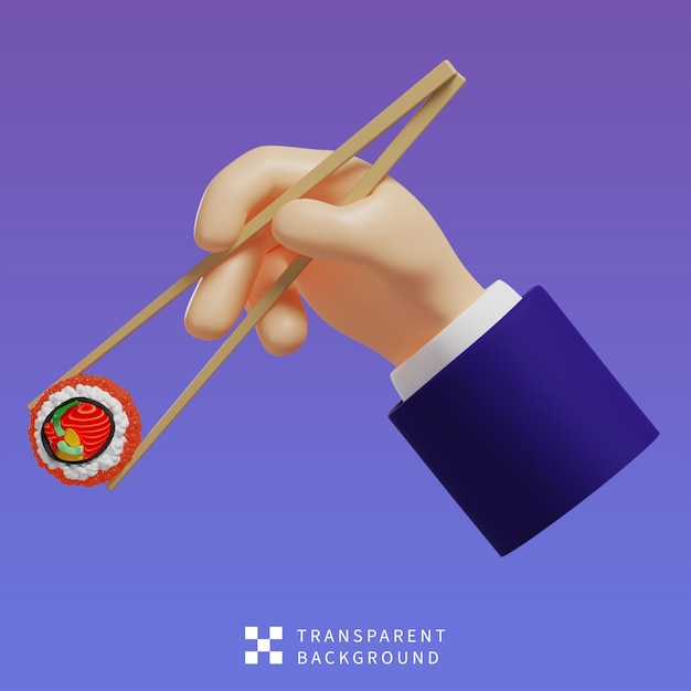 Ilustração PSD Sushi 3D