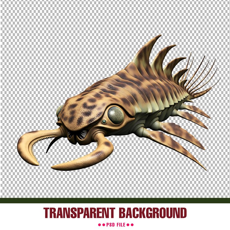 PSD ilustração realista de artrópodes antigos com fundo transparente em formato psd