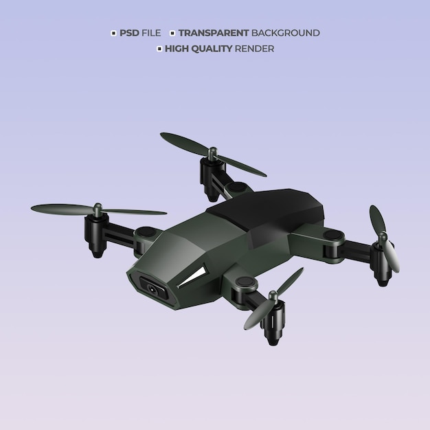 Ilustração realista de renderização de drone psd 3d