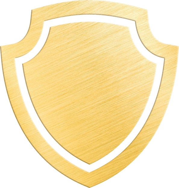 Ilustração realista do símbolo do rótulo do escudo dourado para o conceito de qualidade de proteção segura