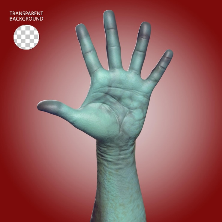 PSD ilustração renderizada em 3d isolada da criatura do gesto da mão