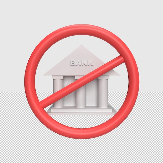 PSD ilustração rendida do conceito bloqueado do banco 3d