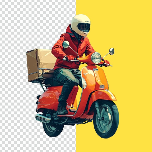 PSD ilustração scooter serviço de entrega de courier conceito de entrega fundo transparente psd