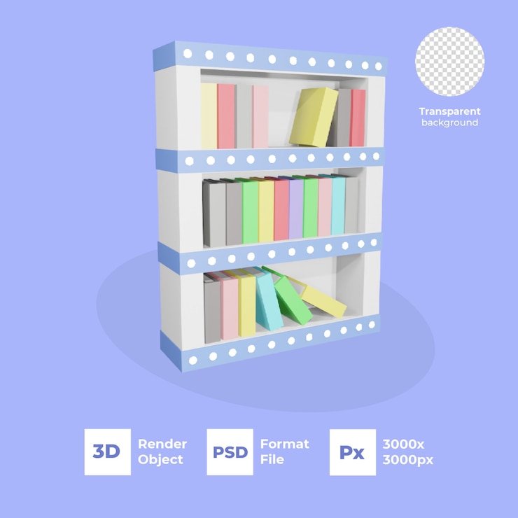 PSD ilustração simples de estante 3d