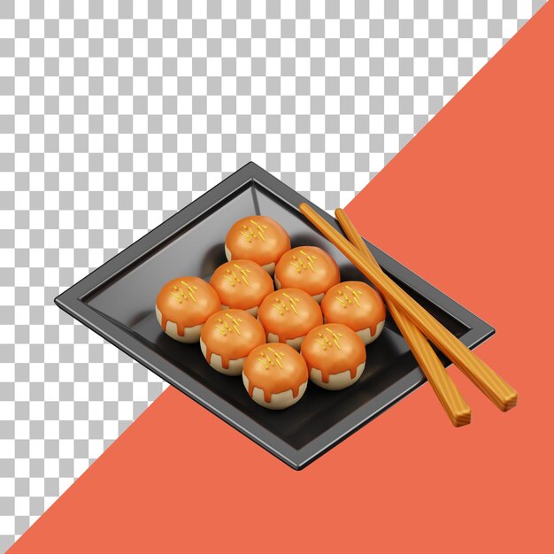 PSD ilustração takoyaki 3d