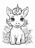 PSD ilustracao unicornio para colorir