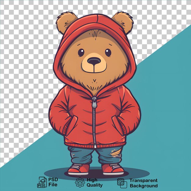 Ilustração urso está vestindo uma jaqueta isolado em fundo transparente incluir arquivo png