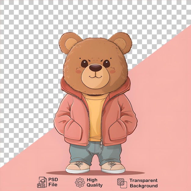 PSD ilustração urso está vestindo uma jaqueta isolado em fundo transparente incluir arquivo png