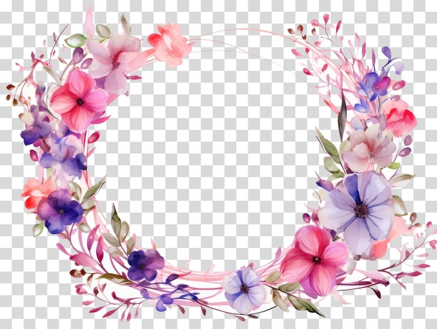PSD ilustração vetorial de borda floral em fundo transparente