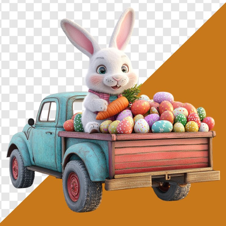 PSD ilustração vetorial de feliz feriado de páscoa com ovos de coelho pintados e flor em fundo colorido design internacional de celebração de primavera com tipografia para convidos de festa de cartão de saudação