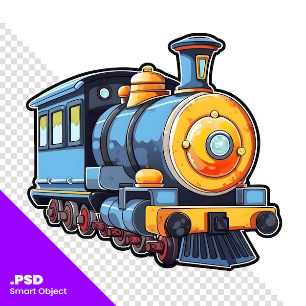 PSD ilustração vetorial de locomotiva a vapor de desenho animado isolada em modelo psd de fundo branco