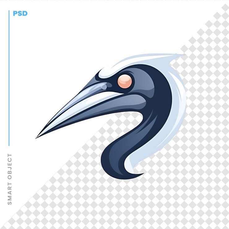 PSD ilustração vetorial de pássaro calau javanês sobre um fundo branco