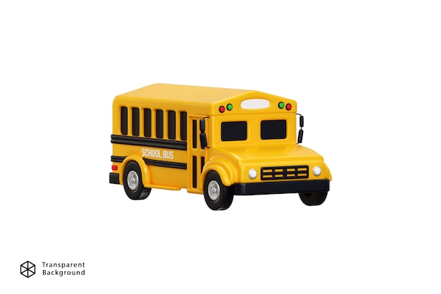 Ilustração vetorial de renderização 3D do ícone do ônibus escolar