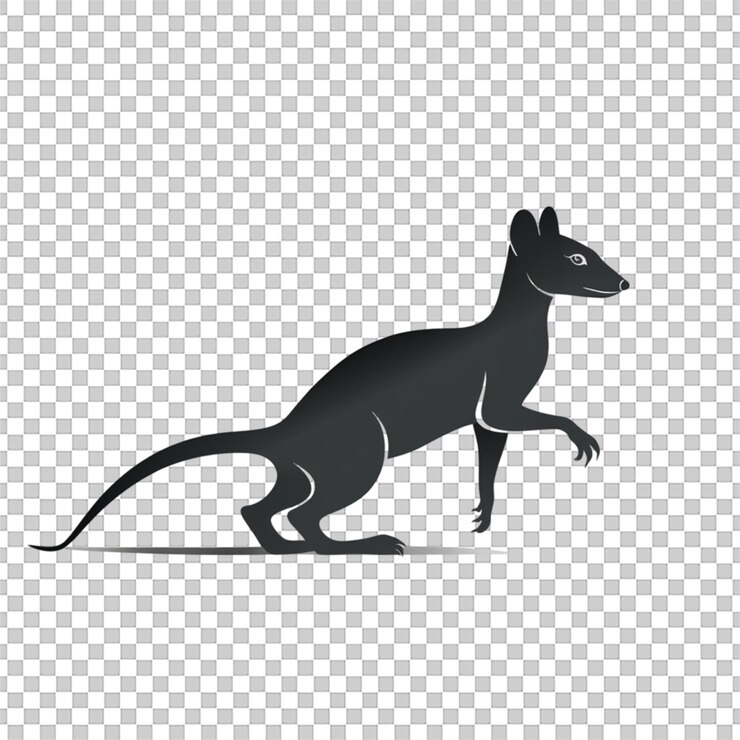 PSD ilustração vetorial de silhueta de um mangusto isolado em um fundo branco