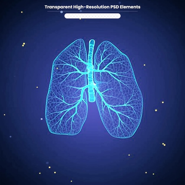 PSD ilustração vetorial poligonal de abstração de pulmões humanos em um fundo azul escuro
