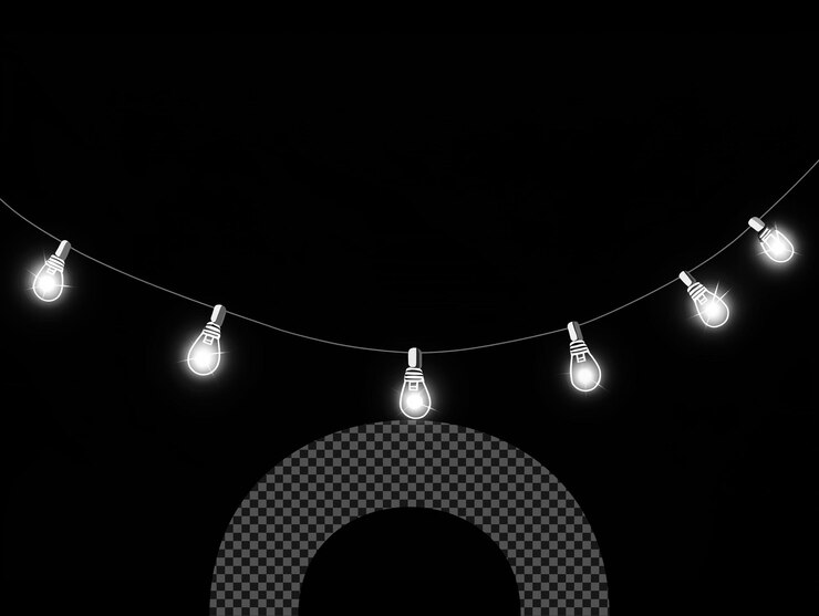 PSD ilustração vetorial simples de luzes de cordas em branco em fundo transparente