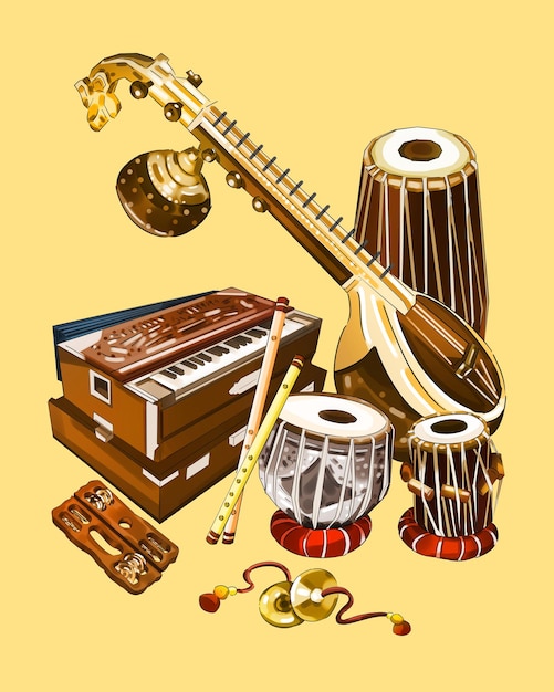 Ilustrace klasických hudebních nástrojů