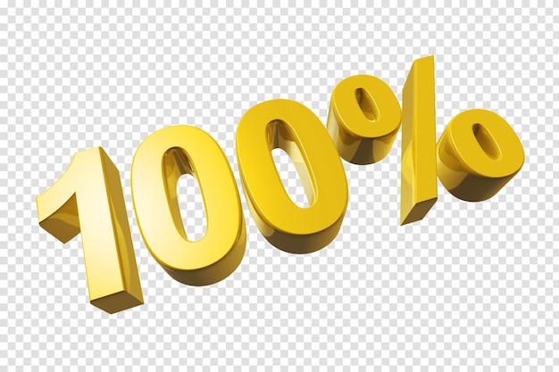 Ilustración 3D de 100 números de oro aislada en un fondo transparente