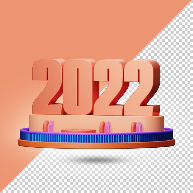 Ilustración 3D 2022 Fondo alfa PSD premium