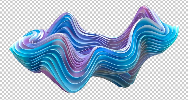 PSD ilustración 3d abstracta de capas azules onduladas