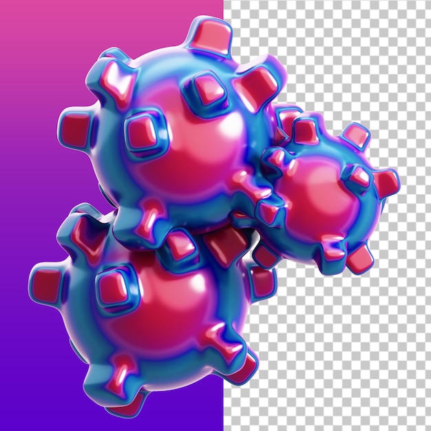 PSD ilustración 3d abstracta de virus combinados