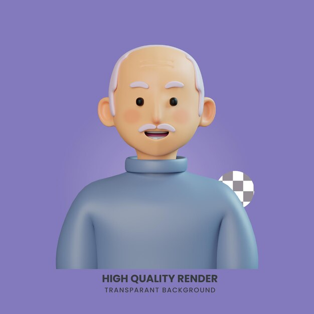 Ilustración 3d del abuelo de avatar