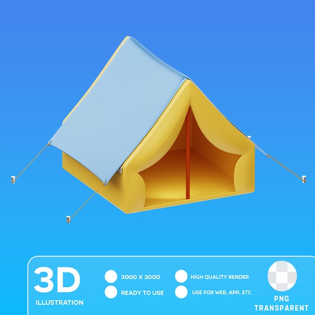 Ilustración 3d de acampada en psd