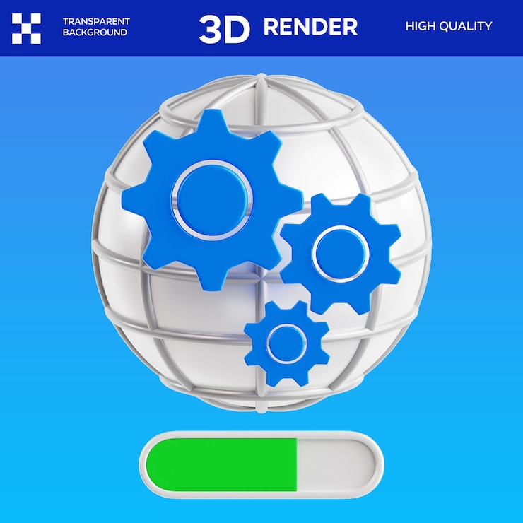 PSD ilustración 3d de la actualización de software de psd