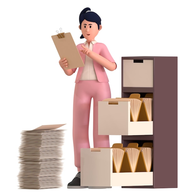 Ilustración 3D del Administrador de documentos de archivos