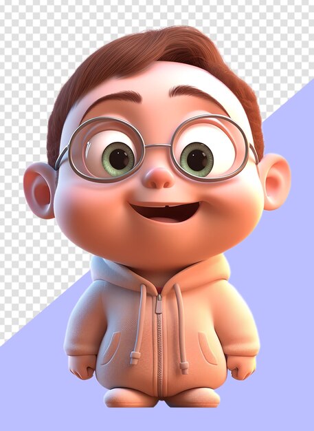 PSD ilustración 3d de un adorable y lindo personaje de bebé con expresión facial risueña