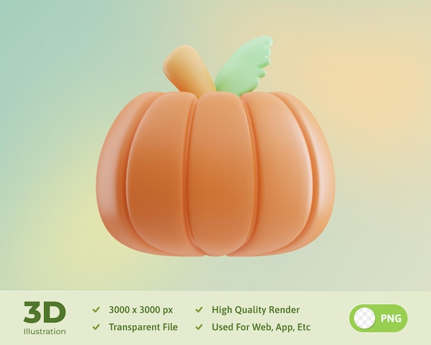 PSD ilustración 3d de agricultura de calabaza