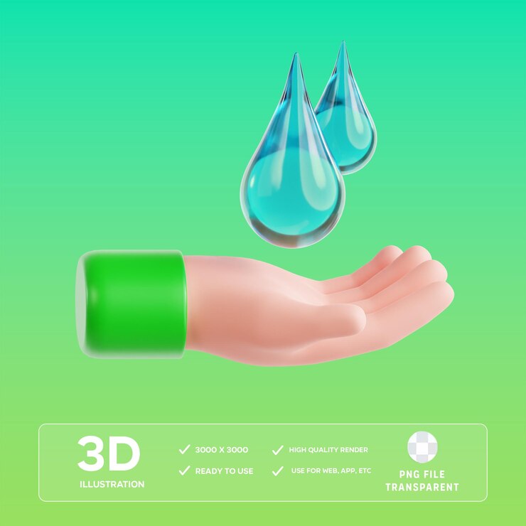 PSD ilustración 3d de agua limpia de psd