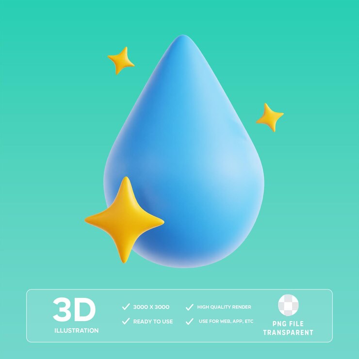Ilustración 3D de agua limpia PSD