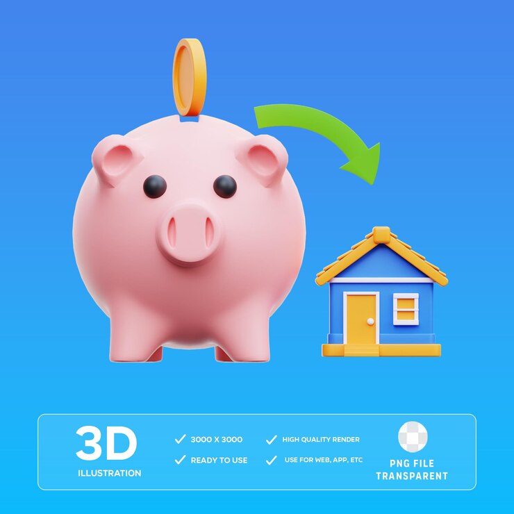 PSD ilustración 3d de los ahorros de psd