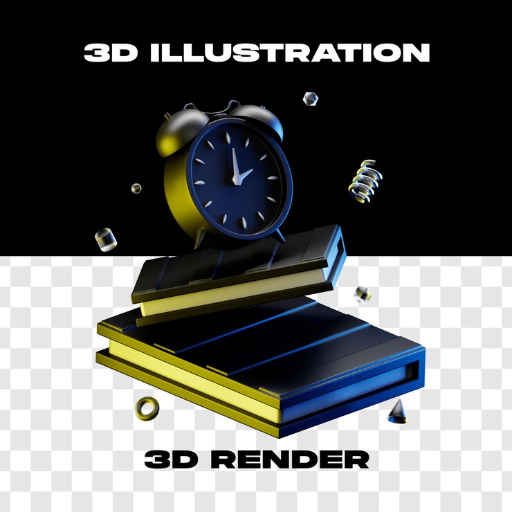 PSD ilustración 3d alarm book 3d render icono 3d de alta resolución con fondo transparente
