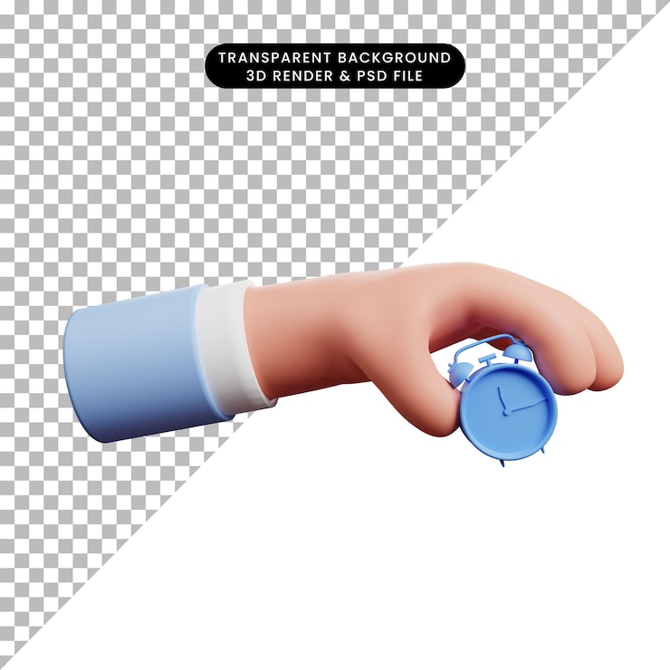PSD ilustración 3d de alarma de explotación de mano de tiempo de concepto de icono simple