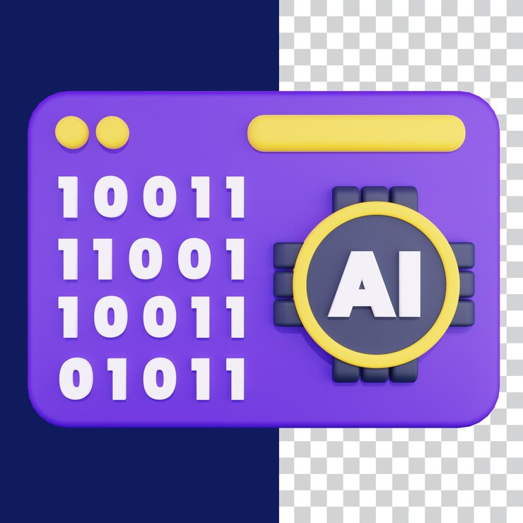 PSD ilustración 3d del algoritmo de inteligencia artificial