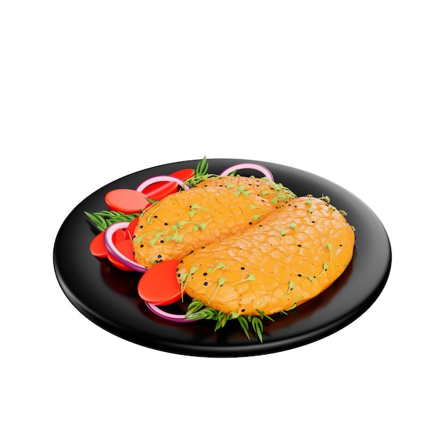 Ilustración 3D de alimentos saludables